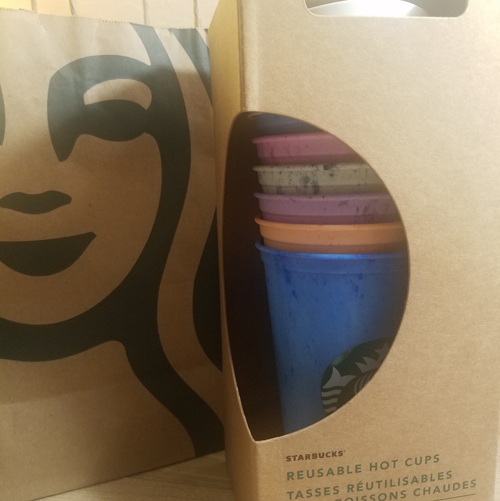 Starbucks summer marbled reusable hot cups set NEW